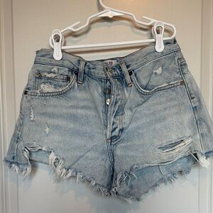 Agolde Frayed Hem Light Blue Jean Shorts